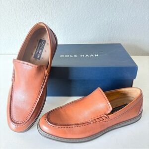 Cole Haan British Tan Brown Leather Penny Loafer Shoes Mens Size 9.5 M New w/Box